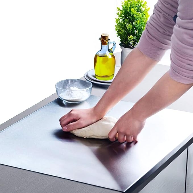 large stainless steel countertop chopping board