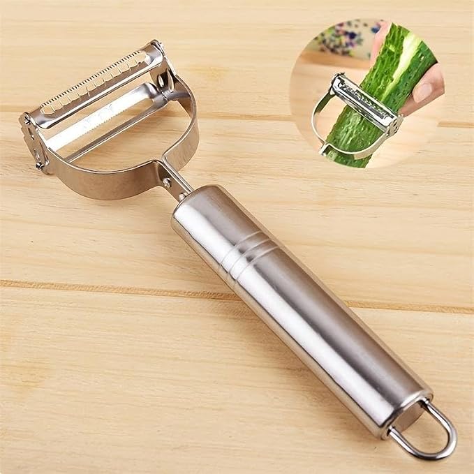 2-in-1 stainless steel julienne peeler