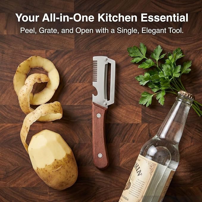 3-in-1 vegetable peeler with wooden handle - product view 4