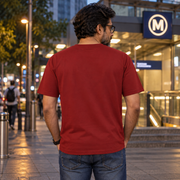 Uncle Unisex Cotton T-Shirt — Red — back