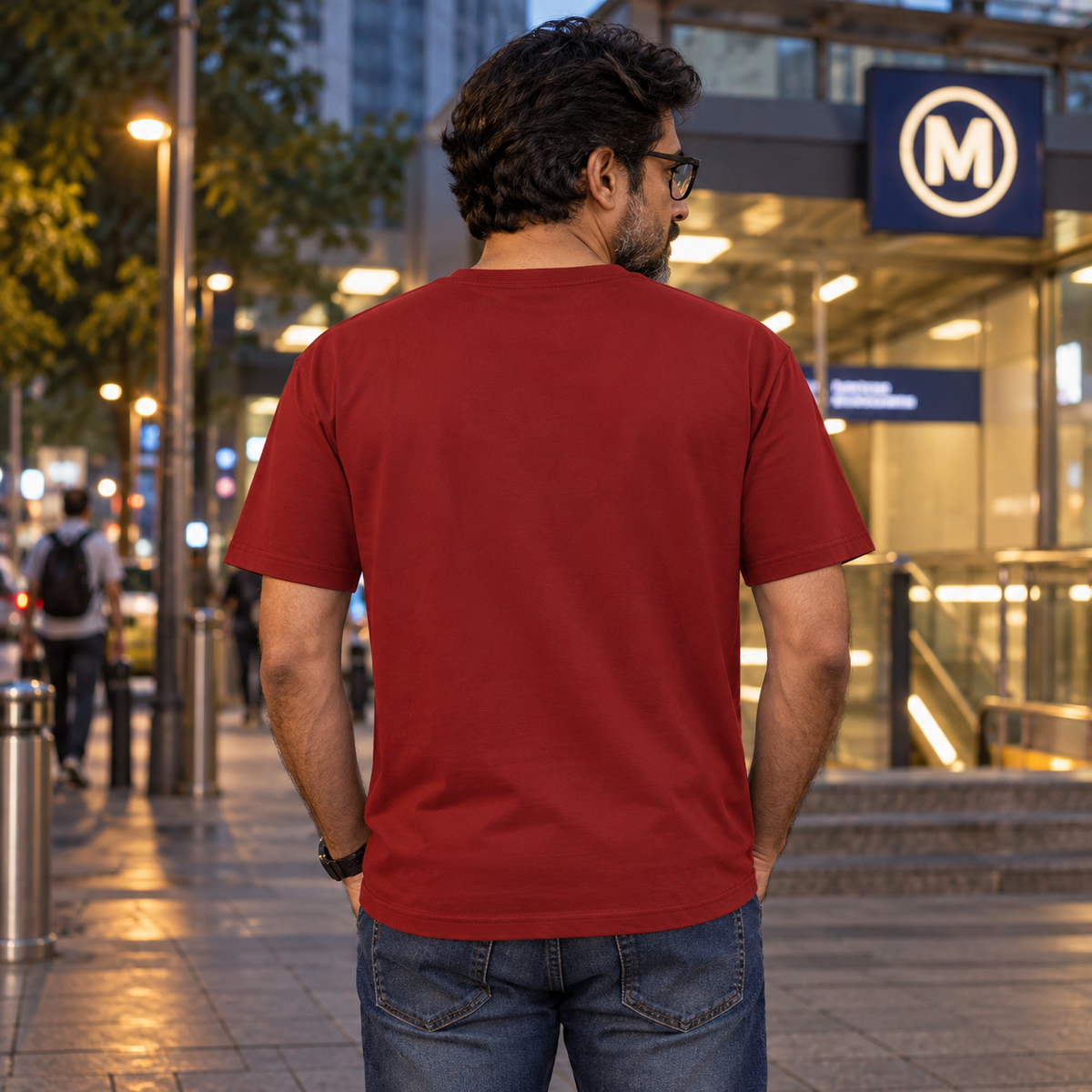 Uncle Unisex Cotton T-Shirt — Red — back