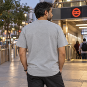 Uncle Unisex Cotton T-Shirt — Grey Melange — back