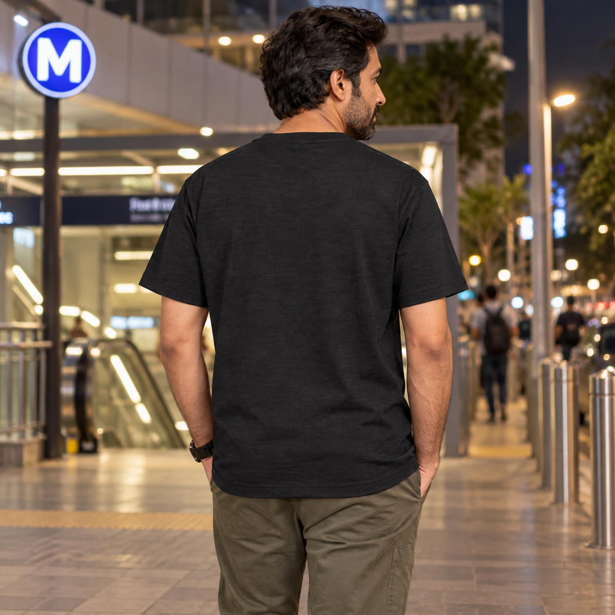 Uncle Unisex Cotton T-Shirt — Black melange — back