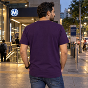 Uncle Unisex Cotton T-Shirt — Purple — back