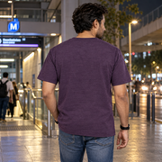 Uncle Unisex Cotton T-Shirt — Purple melange — back