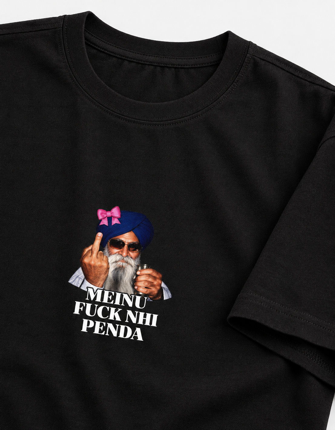 Meinu nhi Penda Unisex Basic T-Shirt — Black — detail