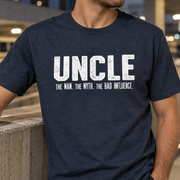 Uncle Unisex Cotton T-Shirt — Navy melange — detail