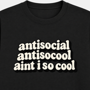 Anti Social Meme Unisex Standard Crew T-Shirt — Black — detail