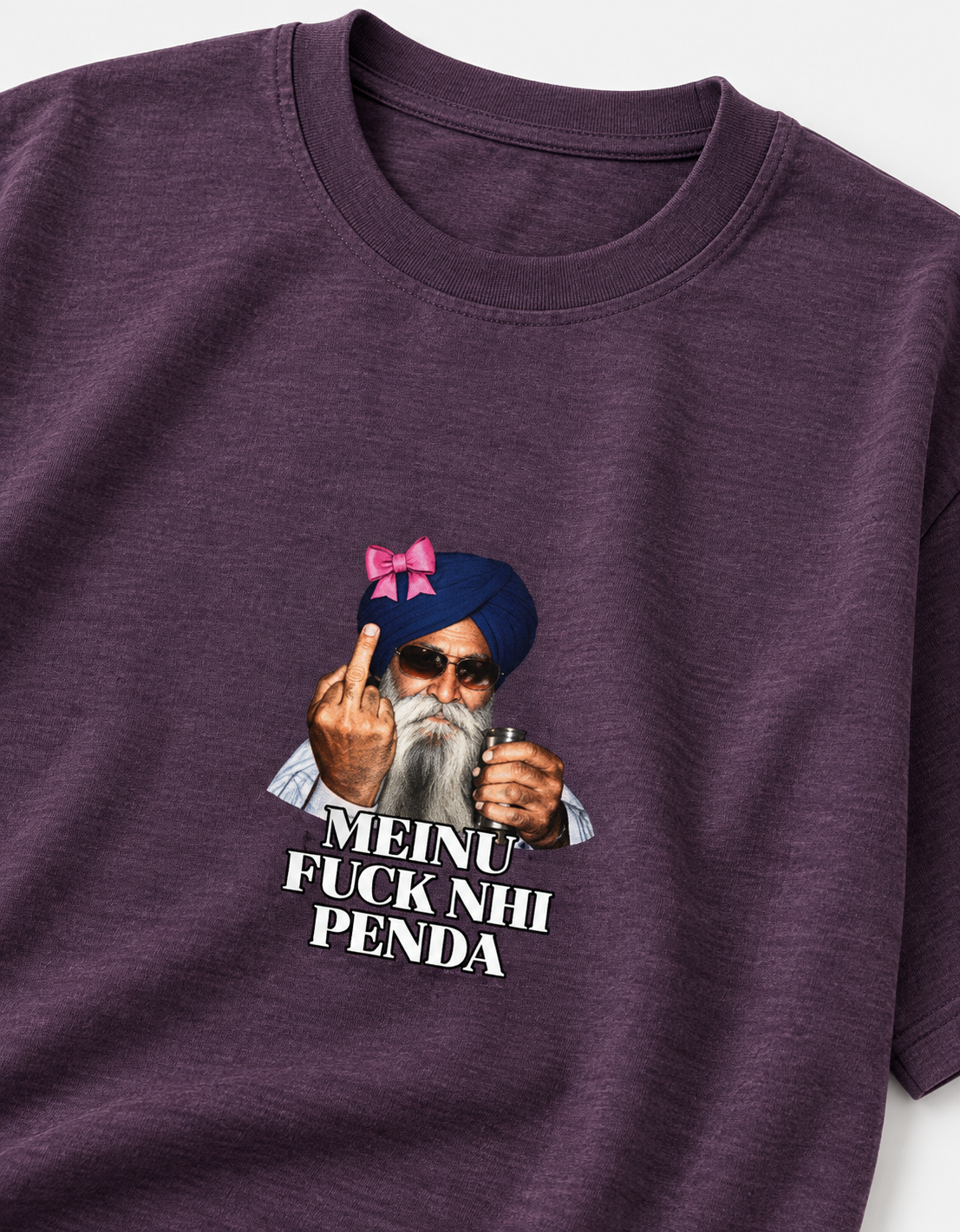 Meinu nhi Penda Unisex Basic T-Shirt — Purple melange — detail