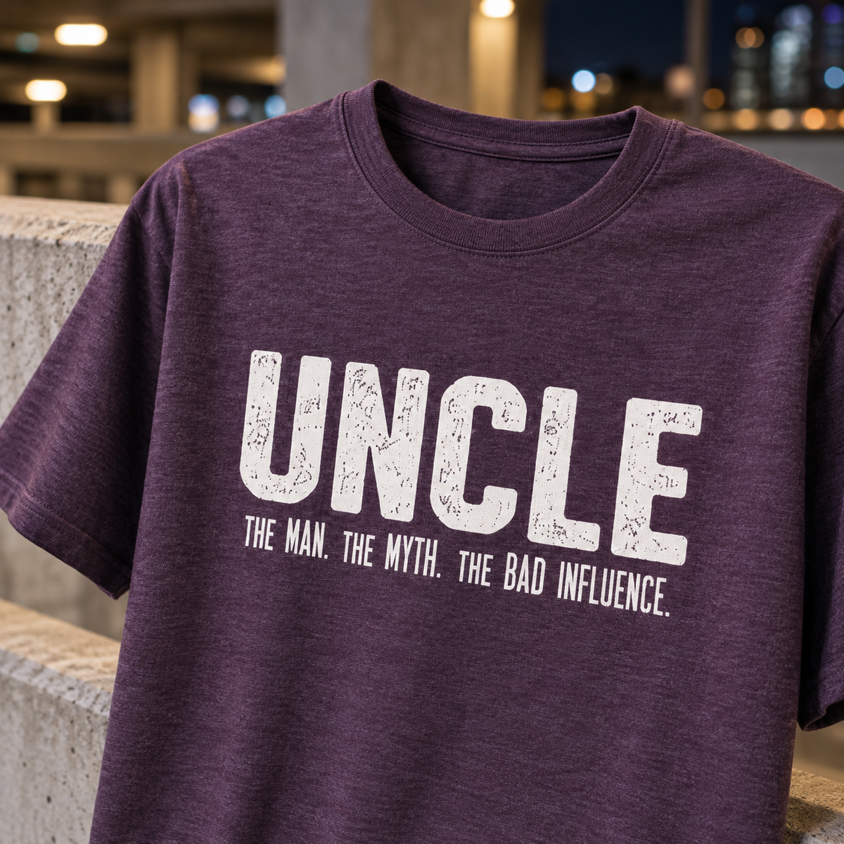 Uncle Unisex Cotton T-Shirt — Purple melange — detail