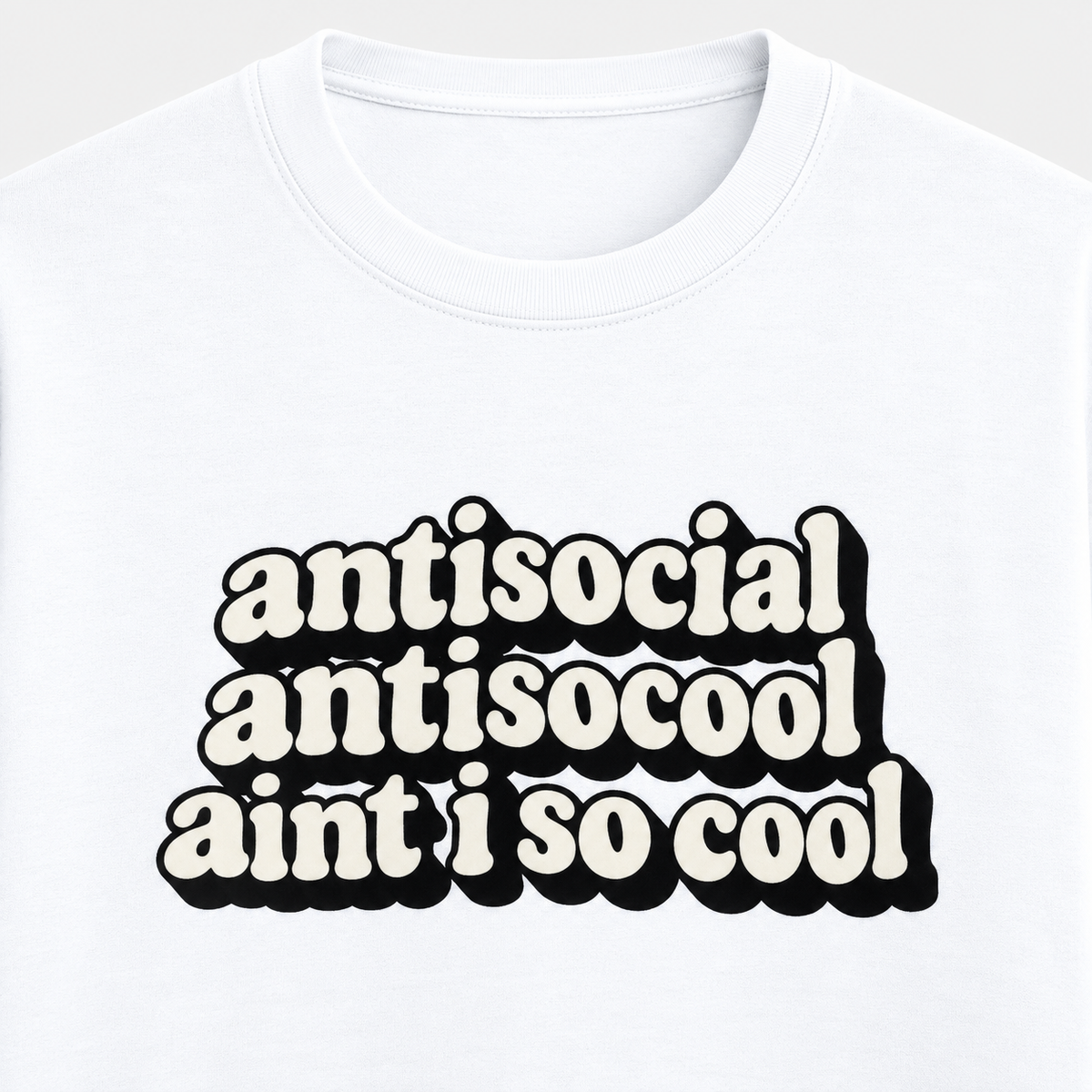 Anti Social Meme Unisex Standard Crew T-Shirt — White — detail
