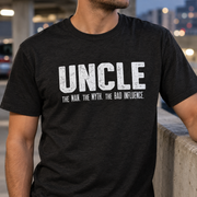 Uncle Unisex Cotton T-Shirt — Black melange — detail