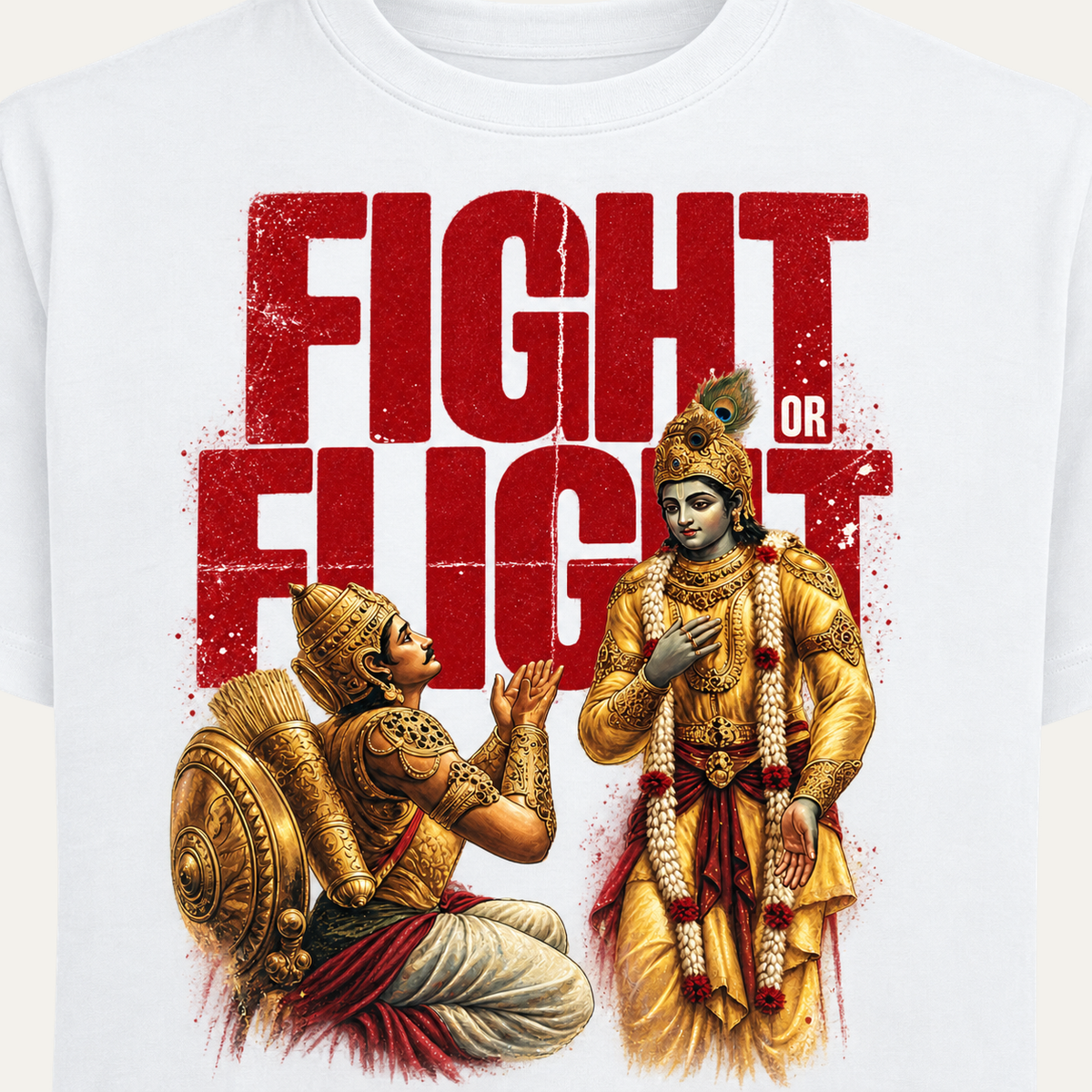 Mahabharat Aesthetic Unisex Standard Crew T-Shirt — White — detail