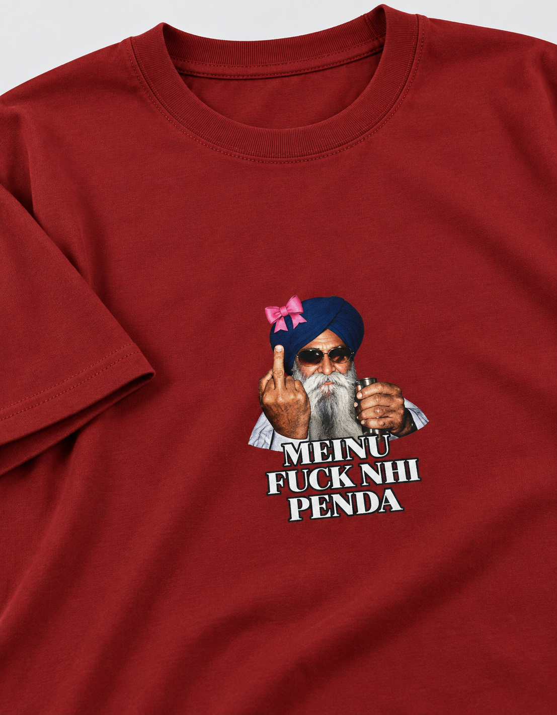 Meinu nhi Penda Unisex Basic T-Shirt — Red — detail