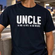 Uncle Unisex Cotton T-Shirt — Navy Blue — detail