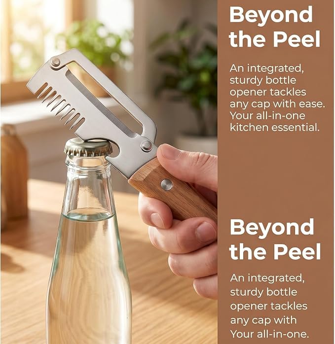 3-in-1 vegetable peeler with wooden handle - product view 3
