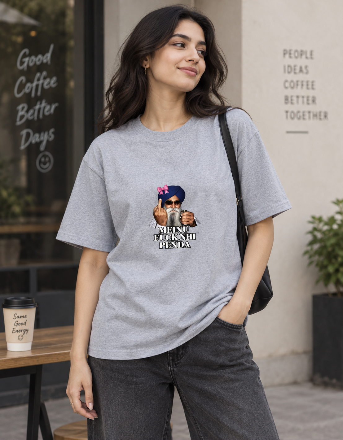 Meinu nhi Penda Unisex Basic T-Shirt — Grey Melange — female