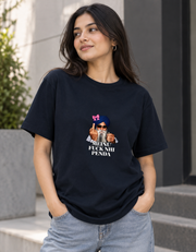 Meinu nhi Penda Unisex Basic T-Shirt — Navy Blue — female