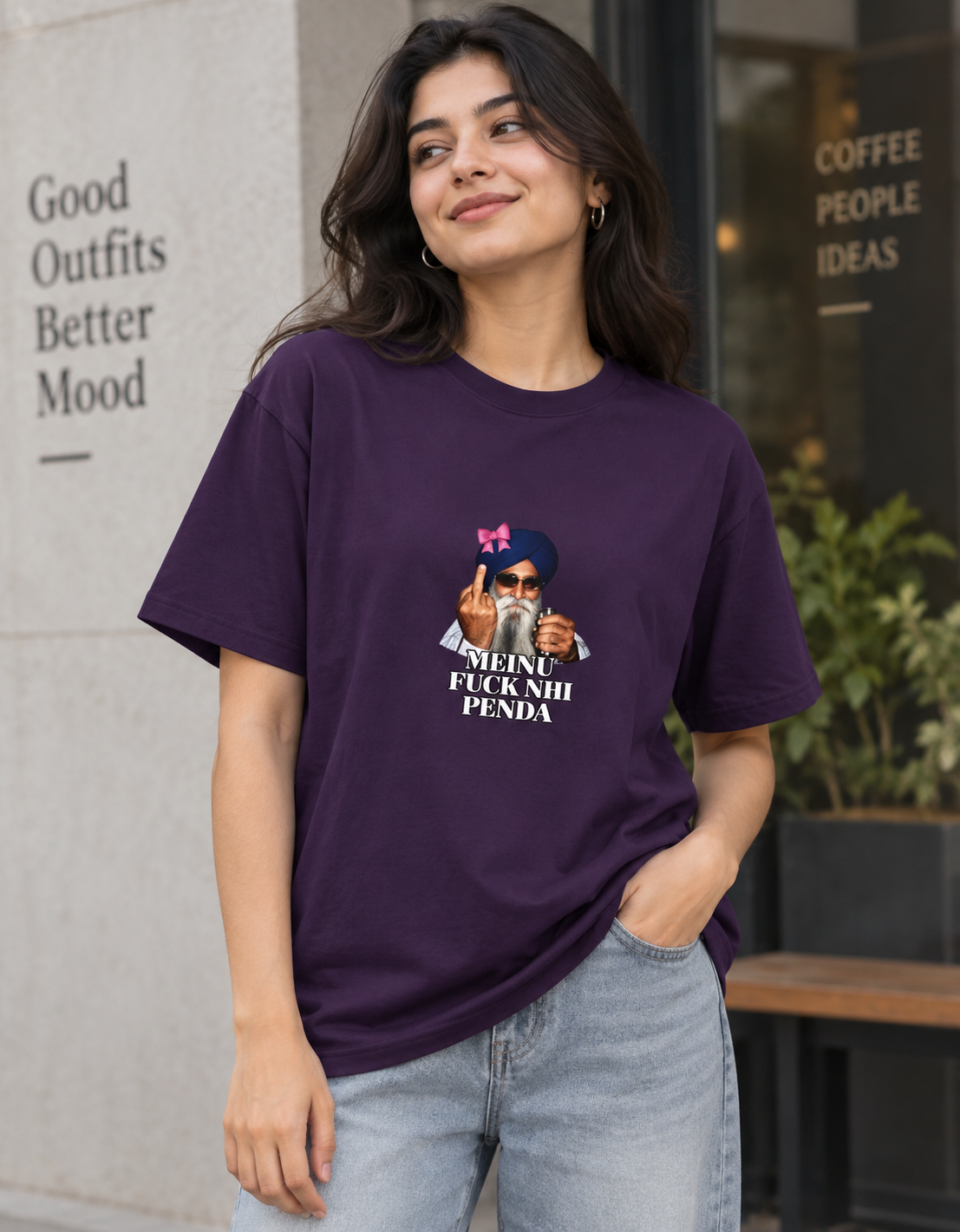 Meinu nhi Penda Unisex Basic T-Shirt — Purple — female