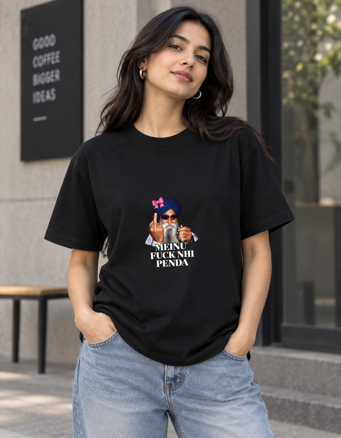 Meinu nhi Penda Unisex Basic T-Shirt — Black — female