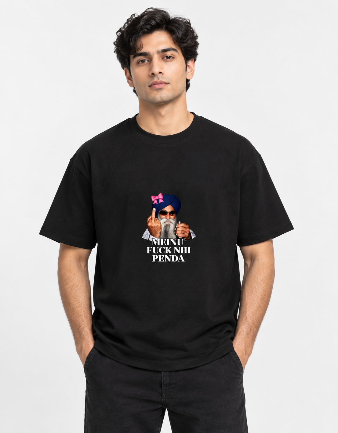 Meinu nhi Penda Unisex Basic T-Shirt — Black — front