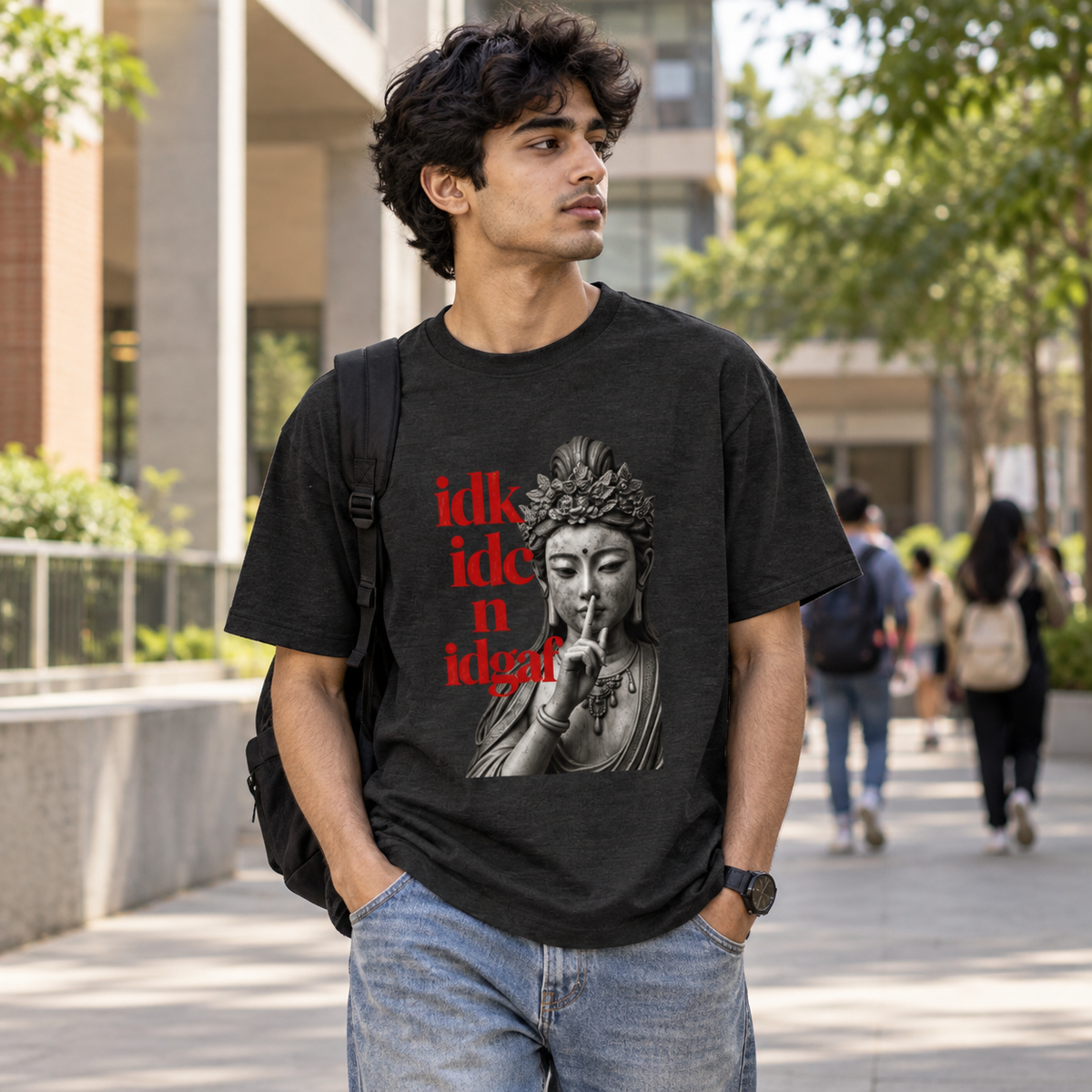 Unisex Basic T-Shirt — Black melange — front