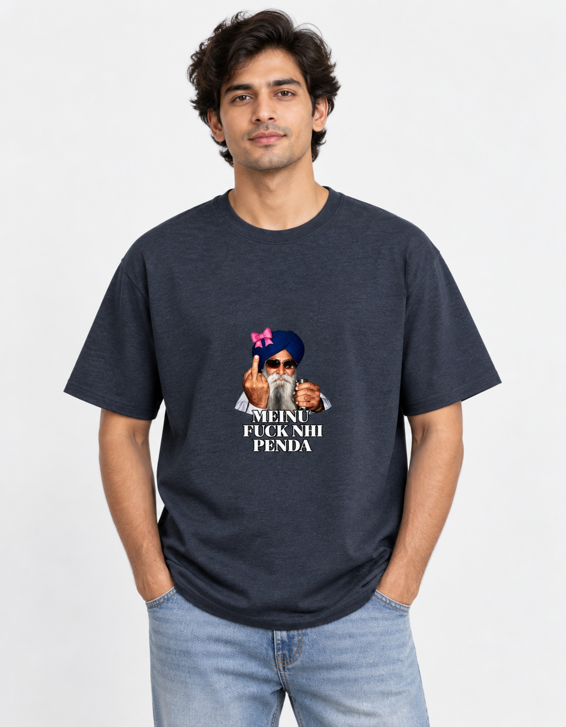 Meinu nhi Penda Unisex Basic T-Shirt — Navy melange — front