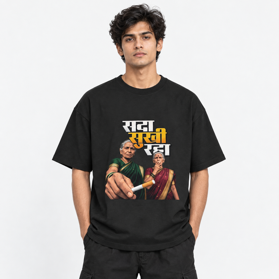Sda Sukhi RahaUnisex Oversized Standard T-Shirt — Black — front