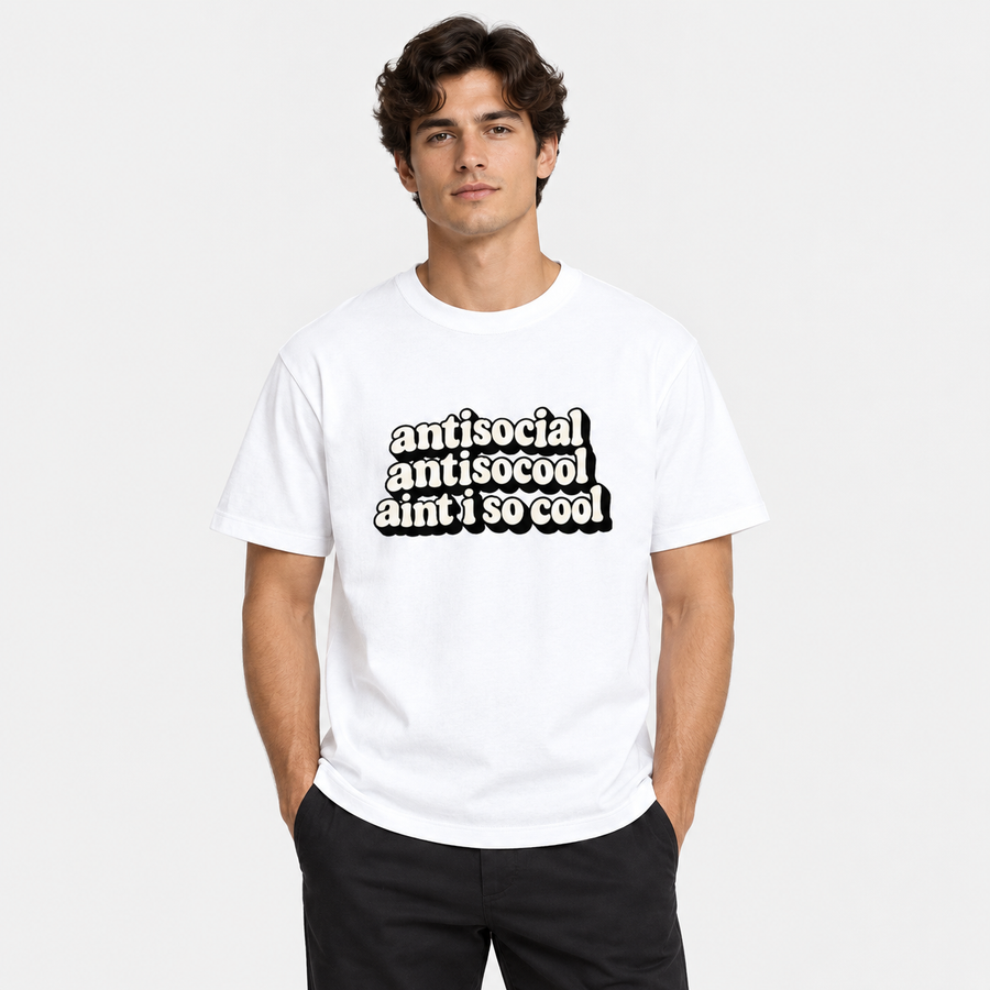 Anti Social Meme Unisex Standard Crew T-Shirt — White — front