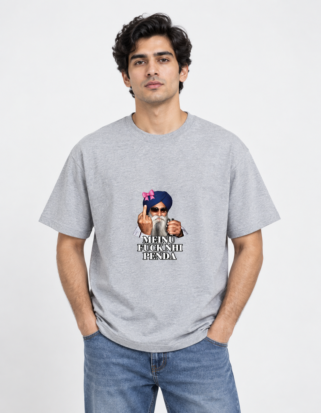 Meinu nhi Penda Unisex Basic T-Shirt — Grey Melange — front