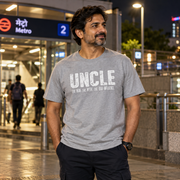 Uncle Unisex Cotton T-Shirt — Grey Melange — front