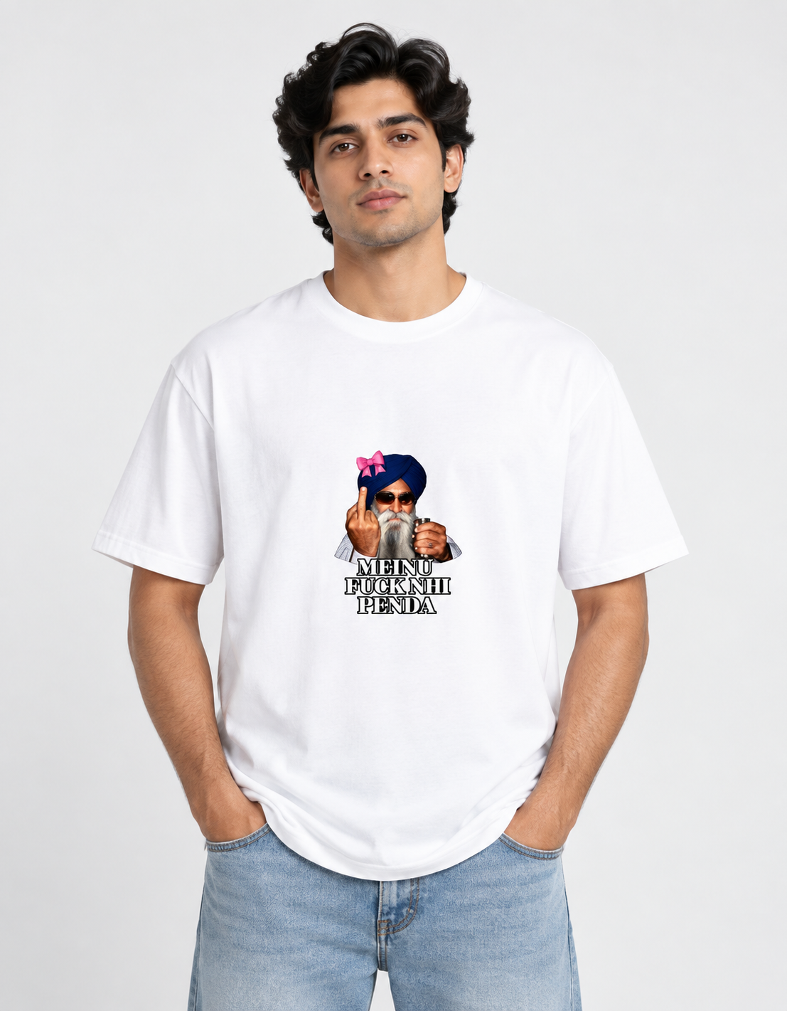 Meinu nhi Penda Unisex Basic T-Shirt — White — front