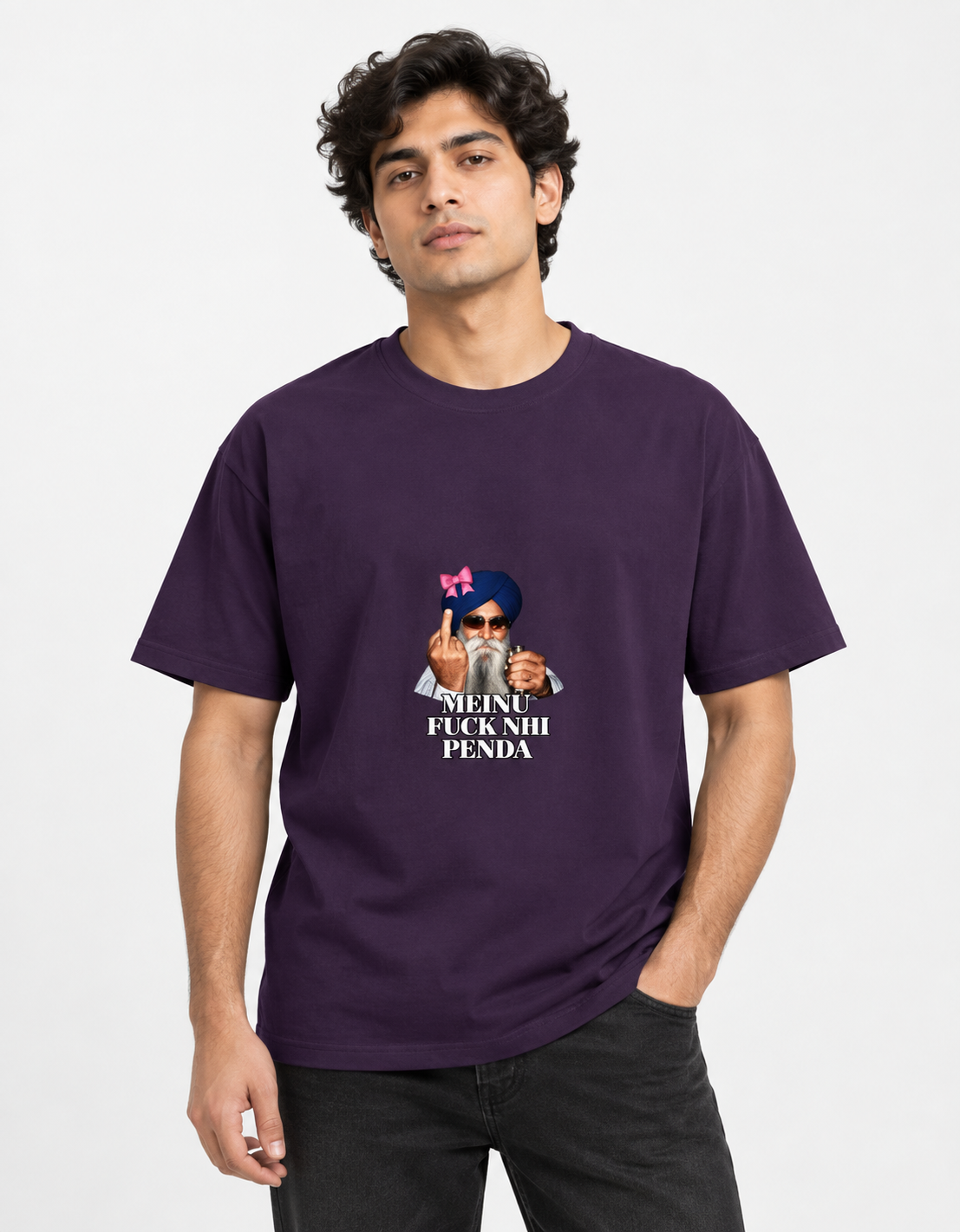 Meinu nhi Penda Unisex Basic T-Shirt — Purple — front