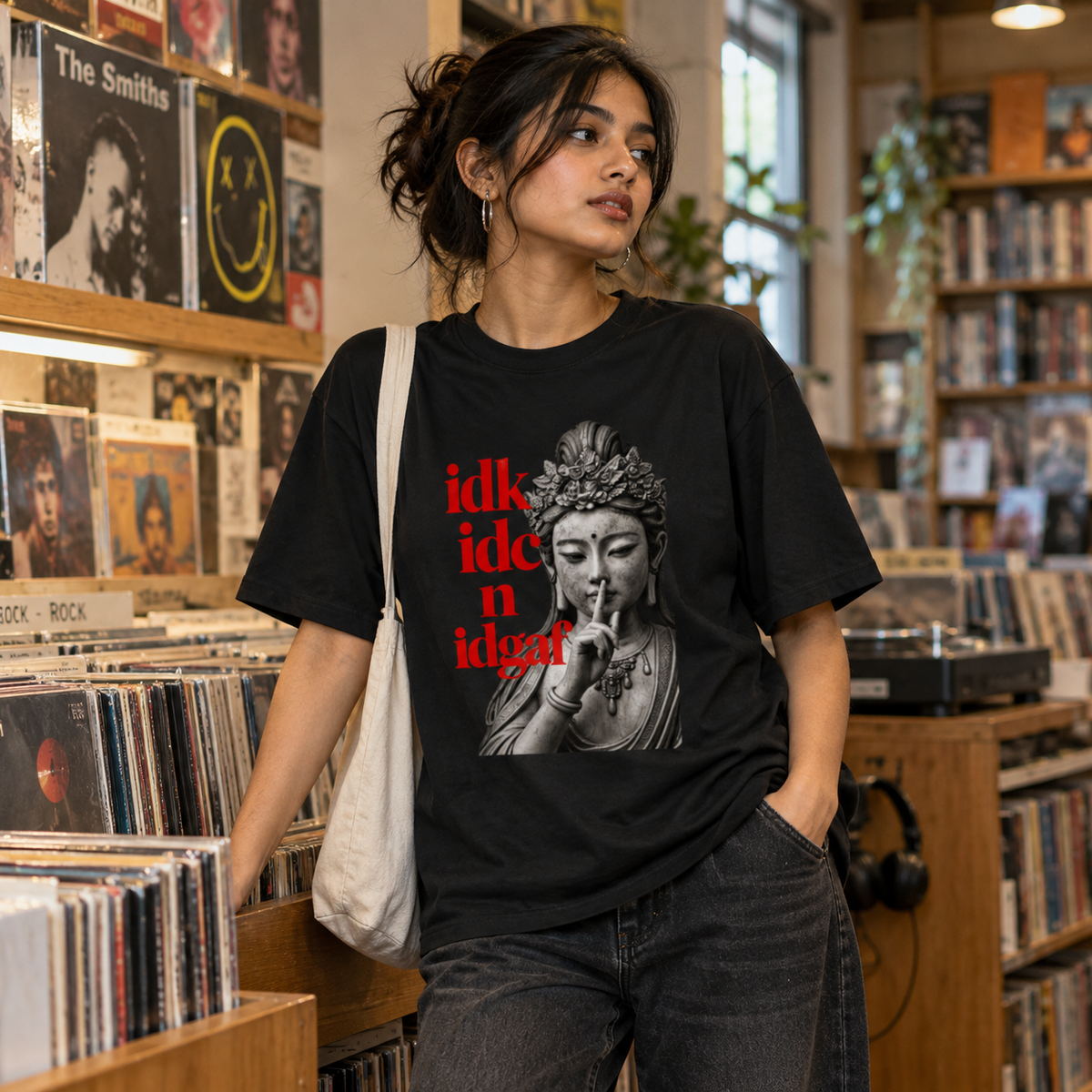 Unisex Basic T-Shirt — Black — lifestyle-female