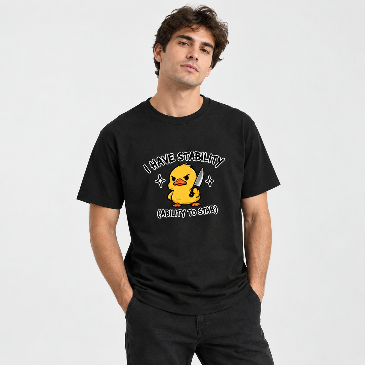 Stability Unisex Standard Crew T-Shirt — Black — lifestyle-male