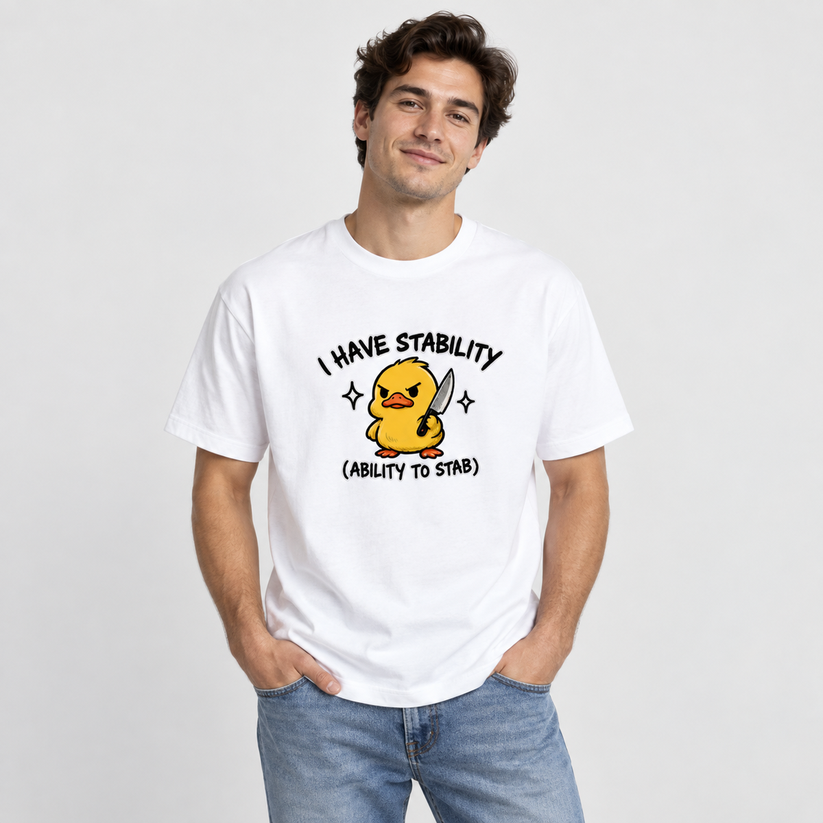 Stability Unisex Standard Crew T-Shirt — White — lifestyle-male