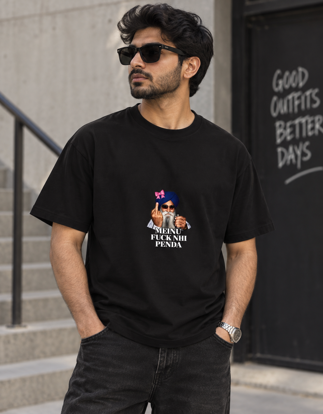 Meinu nhi Penda Unisex Basic T-Shirt — Black — male