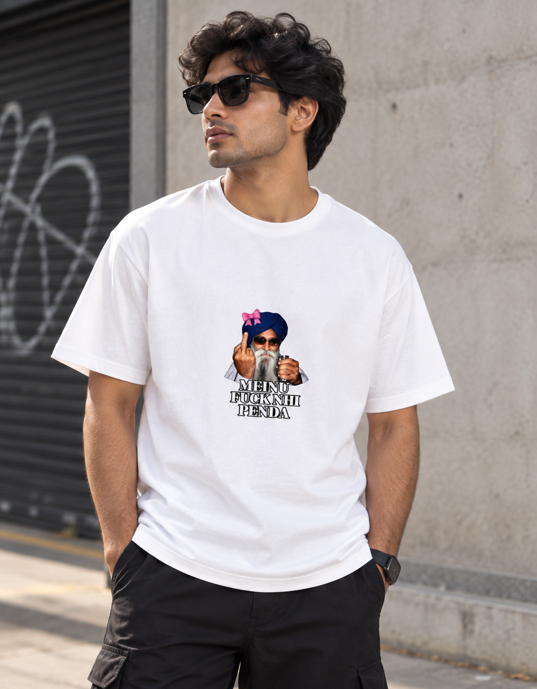 Meinu nhi Penda Unisex Basic T-Shirt — White — male