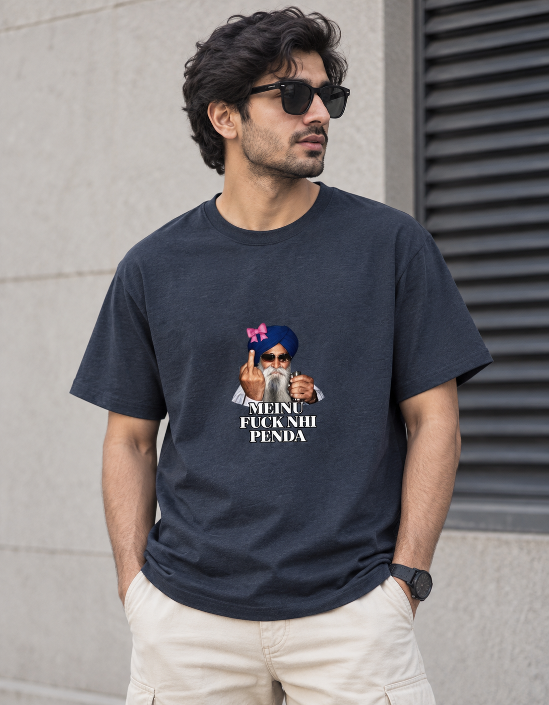Meinu nhi Penda Unisex Basic T-Shirt — Navy melange — male