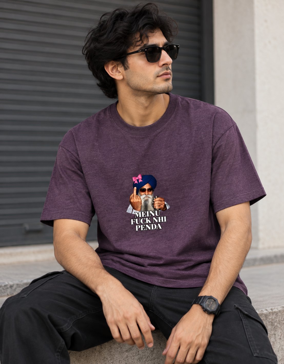 Meinu nhi Penda Unisex Basic T-Shirt — Purple melange — male